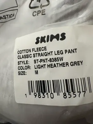 Skims cotton fleece classic straight leg pant Color light heather grey thumbnail 4