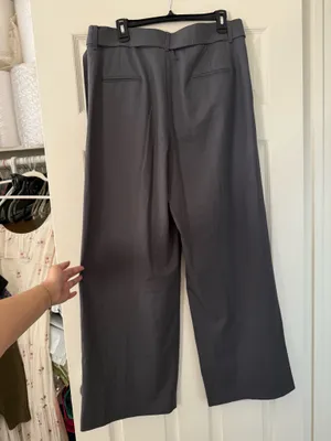 Zara Grey High Waisted Relaxed Trouser Pant with Button Belt thumbnail 10
