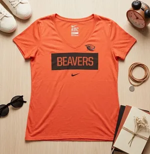 Nike Dri-FIT Oregon State Beavers‎ V-Neck Graphic T-Shirt Orange Size XL thumbnail 1