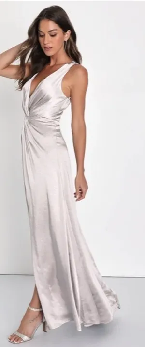 LULU's Prom Wedding Bridesmaid Mother of the Bride Satin Gown • Large NWOT thumbnail 1