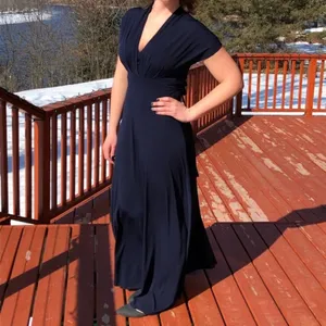Von Vonni Raven Navy Blue Convertible Tie Wrap Maxi Dress thumbnail 4