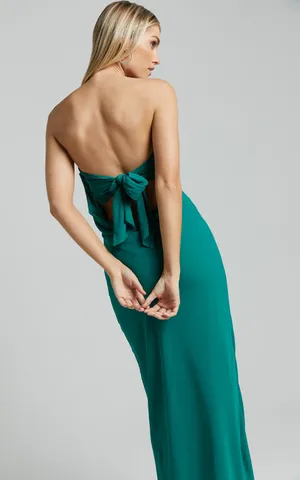 New Showpo Laurelle Maxi Dress Strapless Tie Back Cowl Slip Size Medium MSRP $99 thumbnail 2