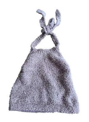 SKIMS Cozy Knit Halter Top Dusty Rose Tan Fuzzy Boucle Open Back L/XL thumbnail 1