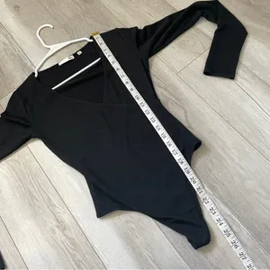 Wilfred Wrap Bodysuit long sleeve womens Black (small) fitted going out party thumbnail 6