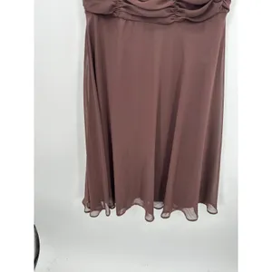 Chocolate Brown‎ Chiffon Ruched V-Neck Sleeveless Midi Dress Sz 12 Whimsigoth thumbnail 5