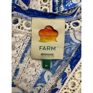 Farm Rio Full of Flowers Jumpsuit‎ Blue Crochet Lace Size M thumbnail 2