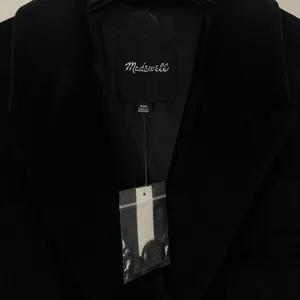 Madewell Peak-Lapel Double-Breasted Blazer in Velvet Classic Black XXS NWT thumbnail 9