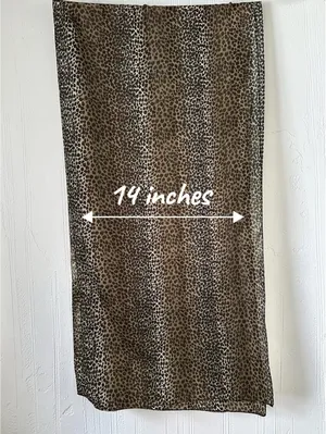 Leopard Print Scarf Womens Brown Black Sheer Lightweight 58 x 14 Animal Print thumbnail 3