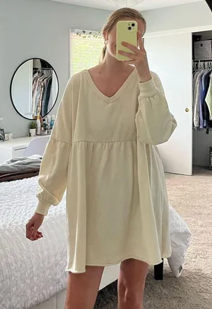 Forever 21 Cream long sleeve sweatshirt dress thumbnail 1