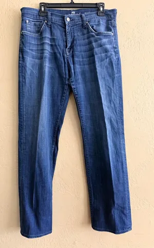 7 For All Mankind Women's Straight Leg Jeans in Deep Blue thumbnail 1