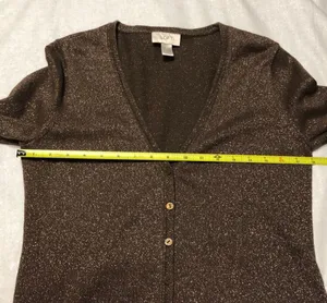 LOFT Brown Glitter Cardigan M thumbnail 6