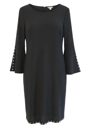 C Est 1946 Shift‎ Dress Black Studded Bell Sleeve Edgy Women Small NWT thumbnail 1