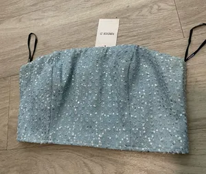Forever 21 Light Blue Sequin Strapless Crop Top thumbnail 1