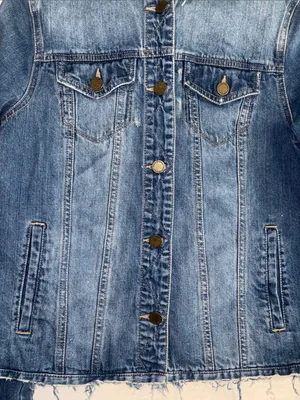 Market & Spruce Blue Denim Jacket With Black Painted Panel On Back Of Jacket Sm thumbnail 9
