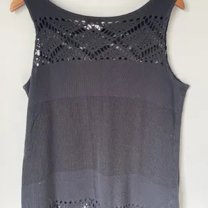 J. Valdi Vintage Boho Crochet Knit Maxi Dress Black Made in USA Size Large thumbnail 4