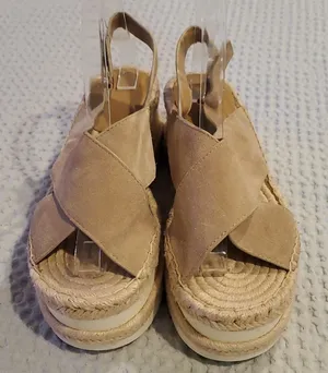 Marc Fisher Beige Gandy Platform Espadrille Sandal, Size 9 M US thumbnail 1