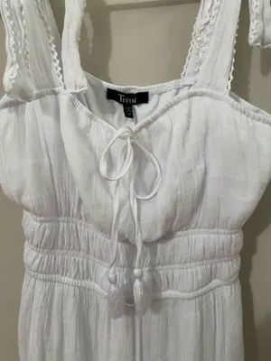 Trixxi White Tie-Shoulder Smocked Maxi Dress thumbnail 3