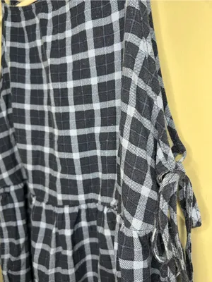 Velvet Moon blue and black gingham peplum halter top high square neck medium thumbnail 3