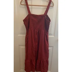 BTFBM Rust Red Smocked Tiered Midi Dress‎ XXL Boho Square Neck Sleeveless thumbnail 6