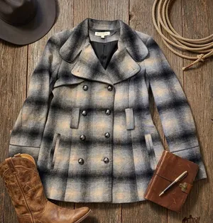 Stetson Women’s Western Plaid Double Breasted Wool Blend Jacket S thumbnail 1