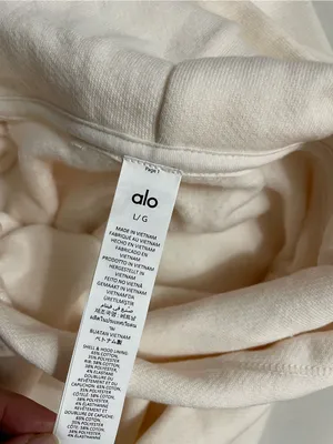 Alo NWT Bae Hoodie Ivory Cream Cropped Pullover Sweatshirt Size L thumbnail 7