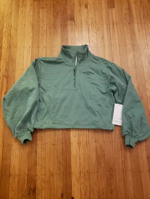 Lululemon Green Cotton Terry Tennis Half Zip Deuce Size L New thumbnail 2