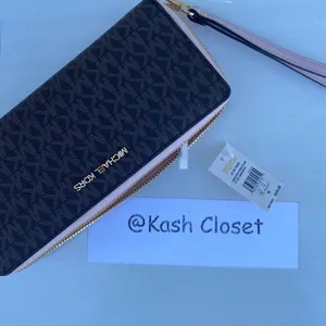 Michael Kors Powder BlushBrown Wristlet Travel Continental Large Wallet thumbnail 8