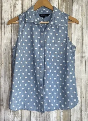 Tommy Hilfiger Denim Polka Dot Sleeveless Button Down  •Small thumbnail 1