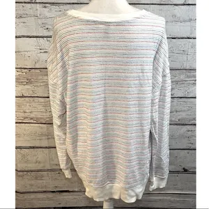 UNIVERSAL THREAD Sweatshirt Crewneck Cotton White w Red, Pink, Blue Stripes-XXL thumbnail 2
