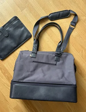 BEIS Gray and Black Laptop Weekender Bag thumbnail 1