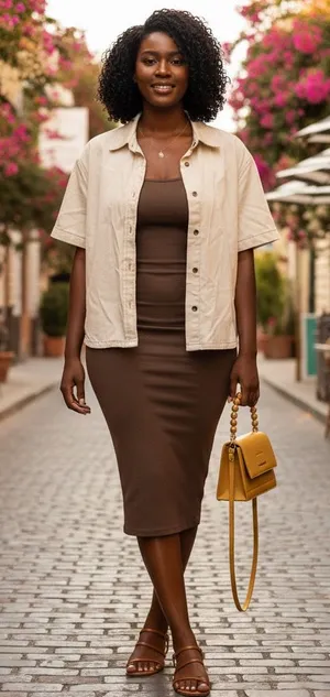 Crop Beige Shirt Tan Size M thumbnail 2