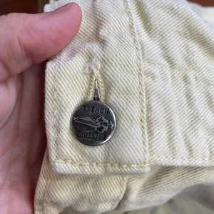 Vintage French Dressing 90s Butter Yellow High Waisted Denim Shorts Sz 10 💚🎀 thumbnail 14
