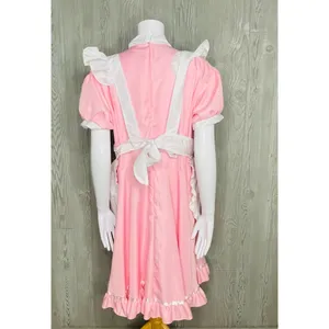 Lolita baby doll French maid pink & white dress Halloween costume cosplay XL thumbnail 8