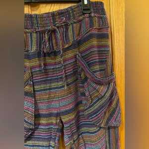 Free People Sweet Escape High‎ Waist Harem Woven Striped Pants Pouch Pockets XS thumbnail 6