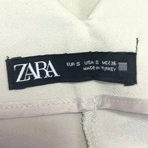 Zara Women's Off White High Waisted Pleated Straight Trouser Dress Pants Size S thumbnail 5