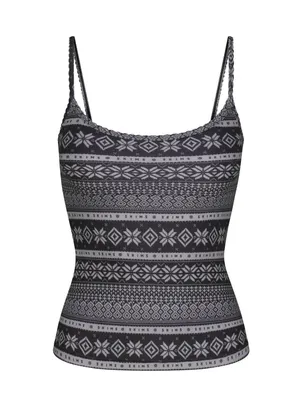 Skims Logo Plush Pointelle Cami Onyx Mirror Fairisle Size Medium thumbnail 1