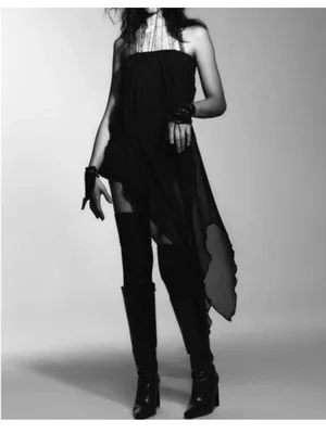 Zara Strapless Long Sheer Top Black - M thumbnail 2