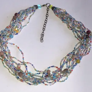 Multicolor Glass Beaded Boho Necklace Blue thumbnail 2