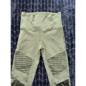 Alo Yoga Leggings Womens Green Moto High Rise Panel Activewear‎ Workout Size S thumbnail 2