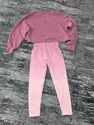 AYBL Rose Pink Set Cropped Jumper Ombré Seamless Leggings S/M thumbnail 2