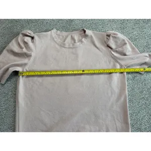 Women XL Beige Puff Shoulder Crew Neck Knit Sweater 3/4 Sleeve Pullover‎ thumbnail 5