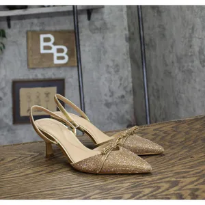 NWT INC International Concepts Slingback Kitten-Heel Pumps Gold Crystal 5M thumbnail 6