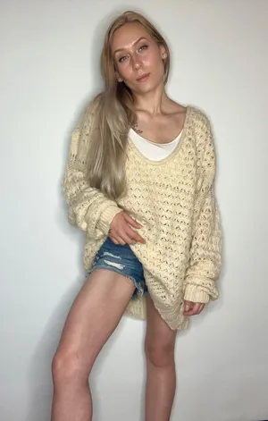 Free People Knit Cream Sweater thumbnail 5