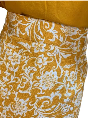 Ann Taylor Loft Golden Yellow And White Floral Print Cotton Blend Skirt (14) thumbnail 8