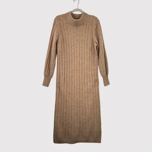 Selected Femme Sweater Dress Brown Glowie Midi Ribbed Knit Long Sleeve Medium thumbnail 2