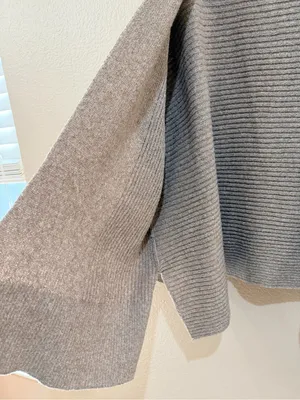 HANNAH Women’s Open Front Cardigan Size L Taupe Ribbed Knit Oversized Sweater thumbnail 6