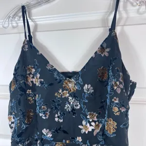 Lulus Blue Floral Asymmetrical Hem Slip Dress Size M thumbnail 4