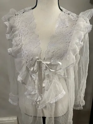Fairy core white sheer lace top Size M thumbnail 2