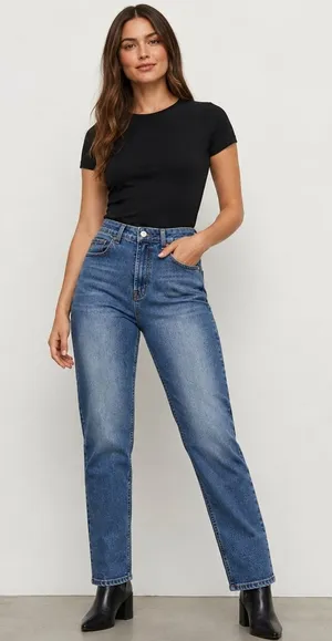 Frye Womens High Rise Straight Leg Jeans Medium Wash Blue Size 2/26 thumbnail 1