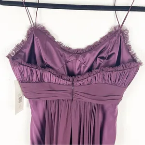 BADGLEY MISCHKA 100% Silk Burgundy Embellished Bodice Shoulder Cover Dress 6 thumbnail 8